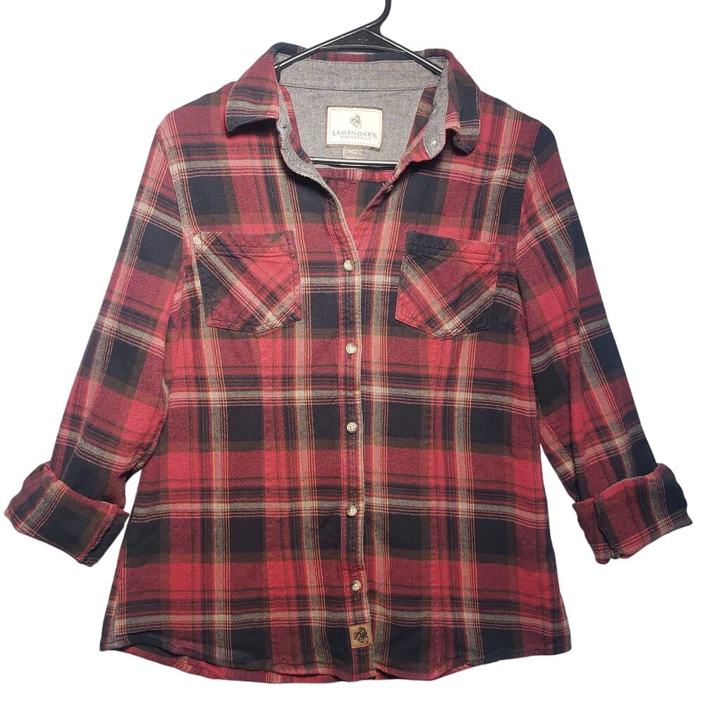 Legendary Whitetails Women's Red Plaid Button Down Shirt SzM